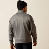 ARIAT MENS TEAM LOGO 1/4 ZIP SWEATSHIRT - GREY|AMERICANA