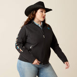 ARIAT WOMEN'S NEW TEAM SOFTSHELL JACKET - BLACK|SERRANO SOUTHWEST PRINT