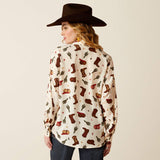 ARIAT WOMEN'S HOMESTYLE LONGSLEEVE SHIRT - WESTERN COWGIRL PRINT