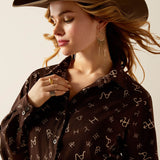 ARIAT WOMEN'S HOMESTYLE LONGSLEEVE SHIRT -  MOLE RANCH BRAND PRINT