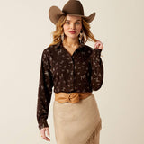 ARIAT WOMEN'S HOMESTYLE LONGSLEEVE SHIRT -  MOLE RANCH BRAND PRINT