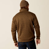 ARIAT MENS CALDWELL LOGO 1/4 ZIP SWEATER - DARK BROWN HEATHER