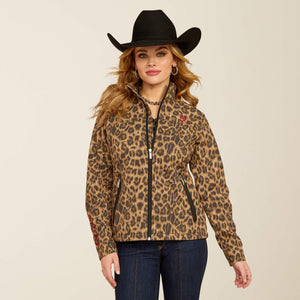 ARIAT WOMEN'S NEW TEAM SOFTSHELL PRINT JACKET - LILA LEOPARD