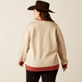 ARIAT WOMEN'S ROUGHSTOCK OVERSIZED CREW SWEATSHIRT - OATMEAL HEATHER|MARSALA