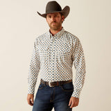 ARIAT MENS WARREN CLASSIC FIT PEARL SNAP SHIRT - OFF WHITE