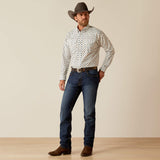 ARIAT MENS WARREN CLASSIC FIT PEARL SNAP SHIRT - OFF WHITE