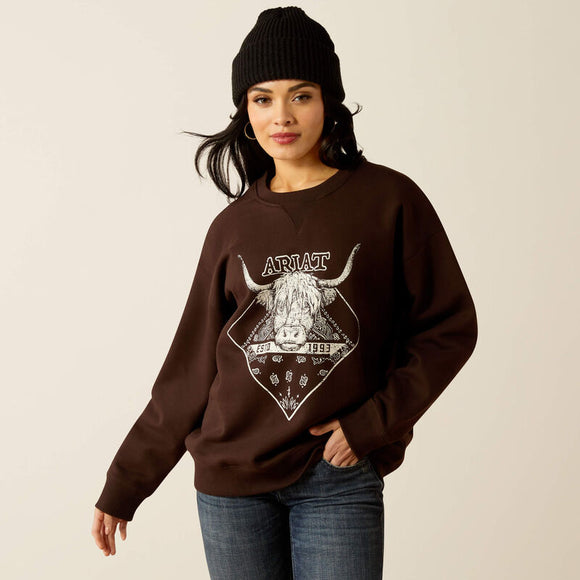 ARIAT WOMEN'S TAURUS OVERSIZED CREW SWEATSHIRT - MOLE