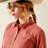 ARIAT WOMEN'S BILLIE JEAN CORDED LONGSLEEVER SHIRT - LIGHT MAHOGANY