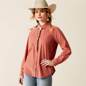 ARIAT WOMEN'S BILLIE JEAN CORDED LONGSLEEVER SHIRT - LIGHT MAHOGANY