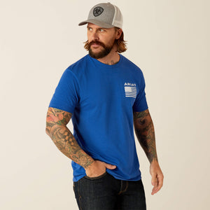 ARIAT MENS FREEDOM SHORT SLEEVE TSHIRT - ROYAL HEATHER