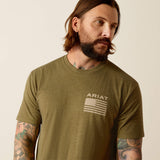 ARIAT MENS FREEDOM SHORT SLEEVE TSHIRT - MILITARY HEATHER