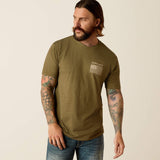 ARIAT MENS FREEDOM SHORT SLEEVE TSHIRT - MILITARY HEATHER