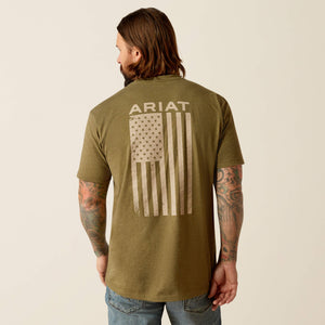 ARIAT MENS FREEDOM SHORT SLEEVE TSHIRT - MILITARY HEATHER