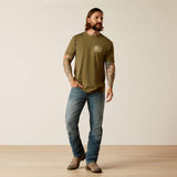 ARIAT MENS FREEDOM SHORT SLEEVE TSHIRT - MILITARY HEATHER