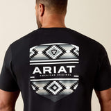 ARIAT MENS CANYON AZTEC SHIELD CLASSIC FIT SHORT SLEEVE TSHIRT - BLACK
