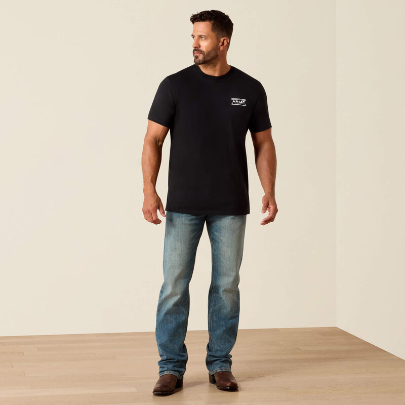 ARIAT MENS CANYON AZTEC SHIELD CLASSIC FIT SHORT SLEEVE TSHIRT - BLACK