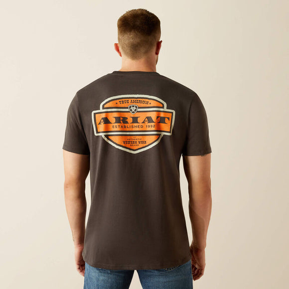 ARIAT MENS OL' STYLE LOCKUP T-SHIRT - VINTAGE BLACK
