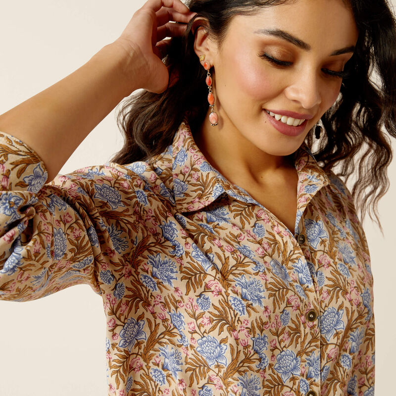 ARIAT WOMEN'S HOMESTYLE  BUTTON DOWN LONG SLEEVE SHIRT - PRAIRIE FLORAL