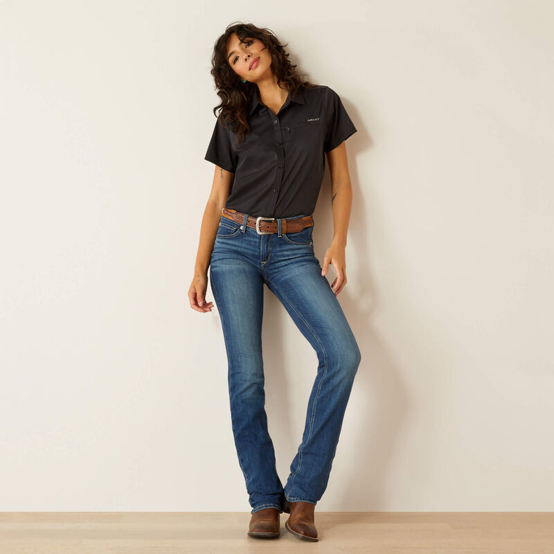 ARIAT WOMEN'S VENTTEK STREETCH SHORT SLEEVE SHIRT - BLACK