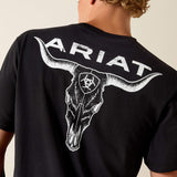 ARIAT MENS STIPPLE STEER CLASSIC FIR SHORT SLEEVE TSHIRT - BLACK