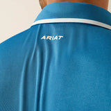 ARIAT MENS WELDED TEK FITTED SHORT SLEEVE POLO - BLUE SAPHIRE