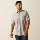ARIAT MENS TEAM LOGO POLO - SILVER MAROON