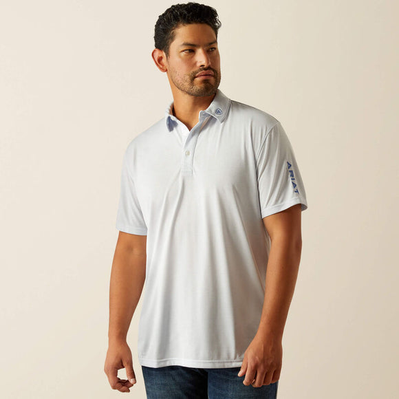 ARIAT MENS TEAM LOGO POLO - HALOGEN BLUE