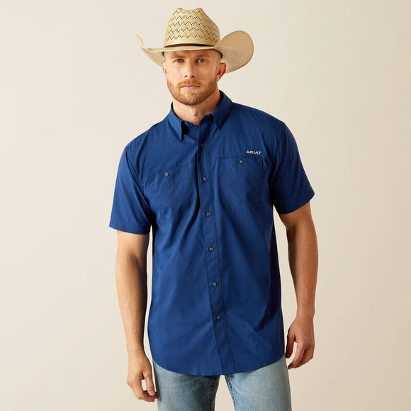ARIAT MENS 360 AIRFLOW CLASSIC FIT BUTTON UP SHIRT - ESTATE BLUE