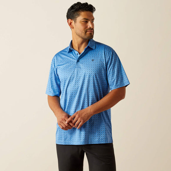 ARIAT MENS CHARGER 2.0 PRINTED POLO - CLASSIC BLUE
