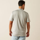 ARIAT MENS SHORT SLEEVE HARGER 2.0 FITTED POLO - MEDIUM GREY HEATHER