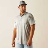 ARIAT MENS SHORT SLEEVE HARGER 2.0 FITTED POLO - MEDIUM GREY HEATHER