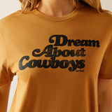 ARIAT WOMEN'S DREAM ABOUT COWBOYS T-SHIRT - HARVEST GOLD