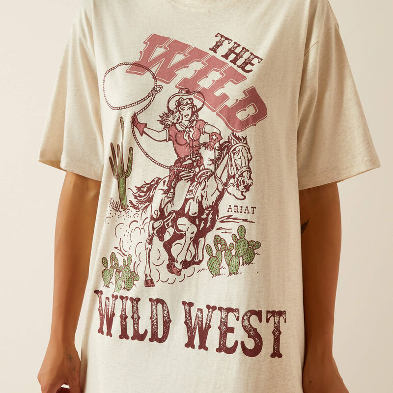 ARIAT WOMEN'S WILD COWGIRL TEE DRESS - OATMEAL HEATHER