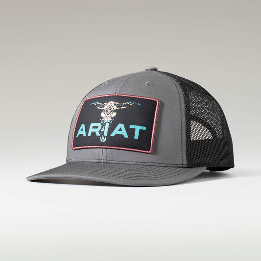 ARIAT MENS BULL SKULL PATCH CAP - CHARCOAL