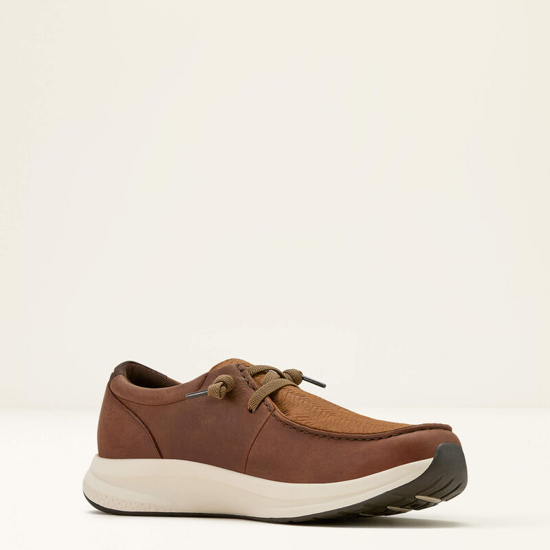 ARIAT MENS BUCKEYE WATERPROOF SHOE - RELIABLE BROWN|TAN WOVEN EMBOSS