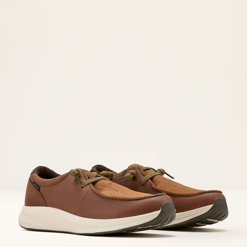 ARIAT MENS BUCKEYE WATERPROOF SHOE - RELIABLE BROWN|TAN WOVEN EMBOSS