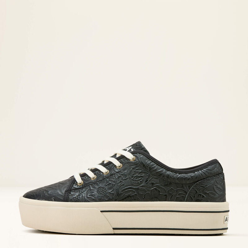 ARIAT WOMEN'S SKYLAR PLATFORM LACE SHORS - BLACK FLORAL EMBOSS