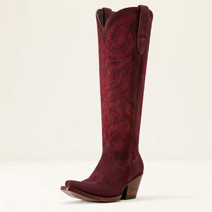 ARIAT WOMENS LARAMIE STRETCHFIT SUEDE WESTERN BOOT - BURGUNDY