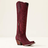 ARIAT WOMENS LARAMIE STRETCHFIT SUEDE WESTERN BOOT - BURGUNDY