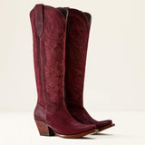 ARIAT WOMENS LARAMIE STRETCHFIT SUEDE WESTERN BOOT - BURGUNDY