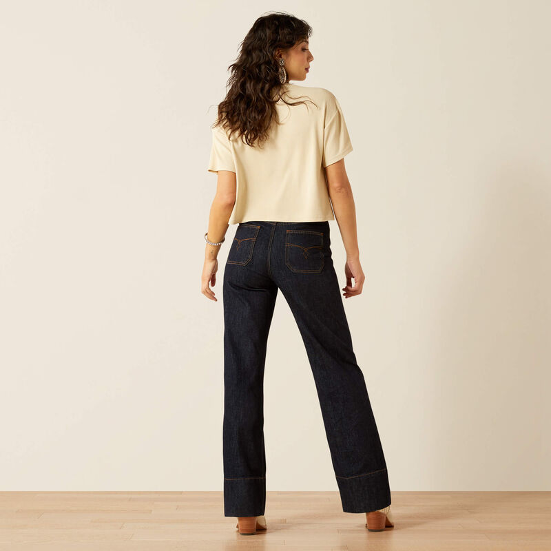 ARIAT WOMEN'S ULTRA HIGH RISE TOMBOY WESTERN UTILITY WIDE LEG JEAN - RINSE