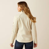 ARIAT WOMEN'S LOGO SOFTSHELL JACKET - OYSTER GREY|DUNE