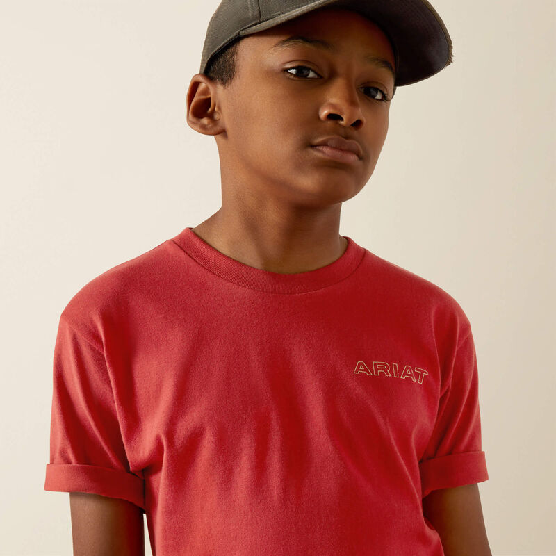 ARIAT BOYS PATRIOT BUFFALO COIN TSHIRT - BRICK RED