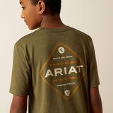 ARIAT BOYS ROPED DIAMOND TSHIRT - MILITARY HEATHER
