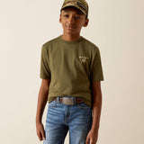 ARIAT BOYS ROPED DIAMOND TSHIRT - MILITARY HEATHER