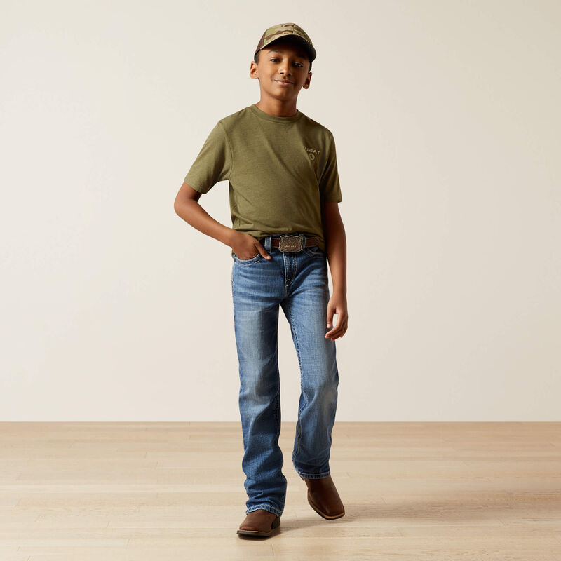ARIAT BOYS ROPED DIAMOND TSHIRT - MILITARY HEATHER