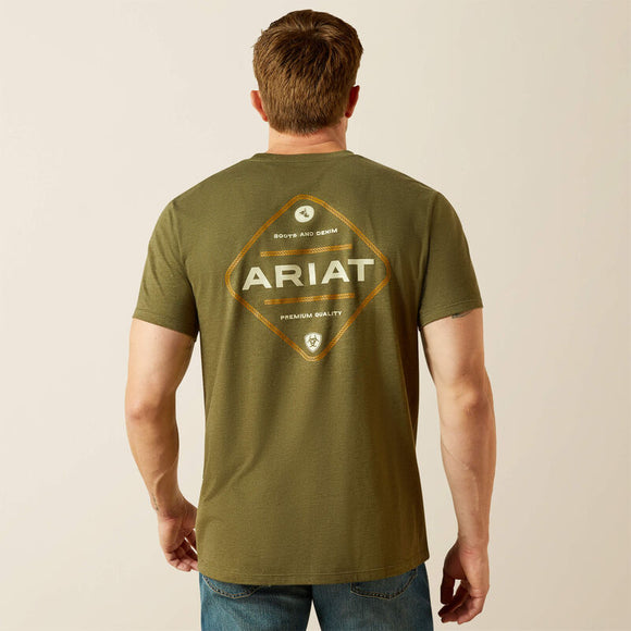 ARIAT MENS ROPED DIAMOND T SHIRT - MILITARY HEATHER