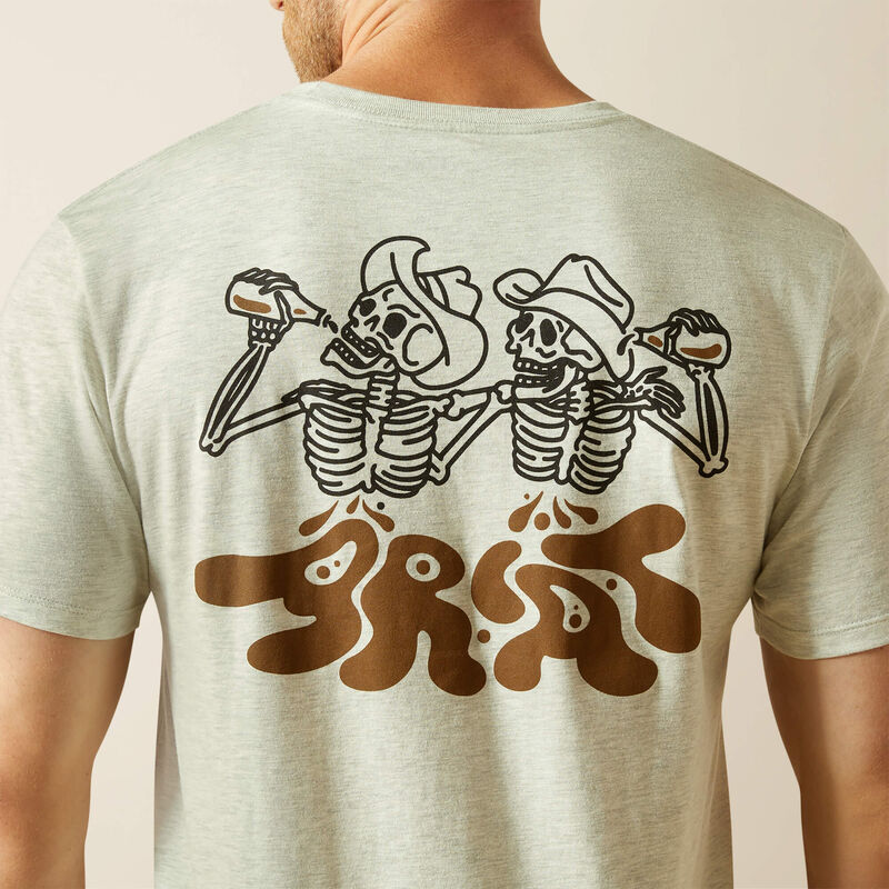 ARIAT MENS DRINKING BUDDIES T SHIRT - OATMEAL HEATHER