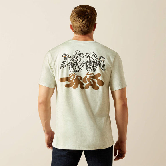 ARIAT MENS DRINKING BUDDIES T SHIRT - OATMEAL HEATHER