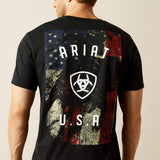 ARIAT MENS FADED BULL T SHIRT - BLACK